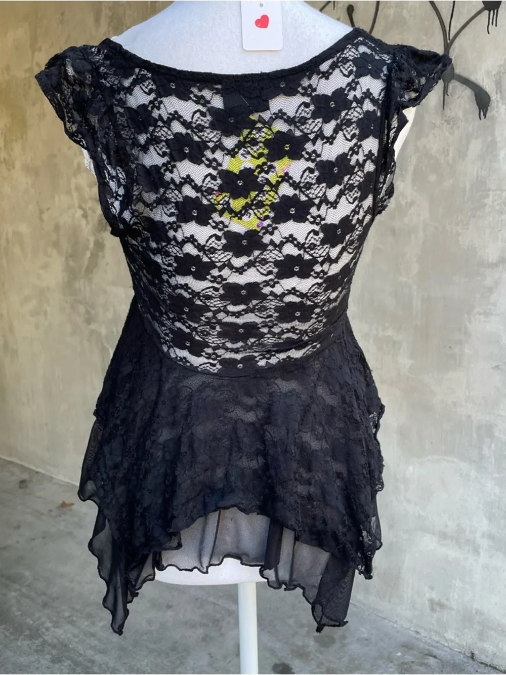 Vintage y2k Black Lace Asymmetrical Dark Fairy Top